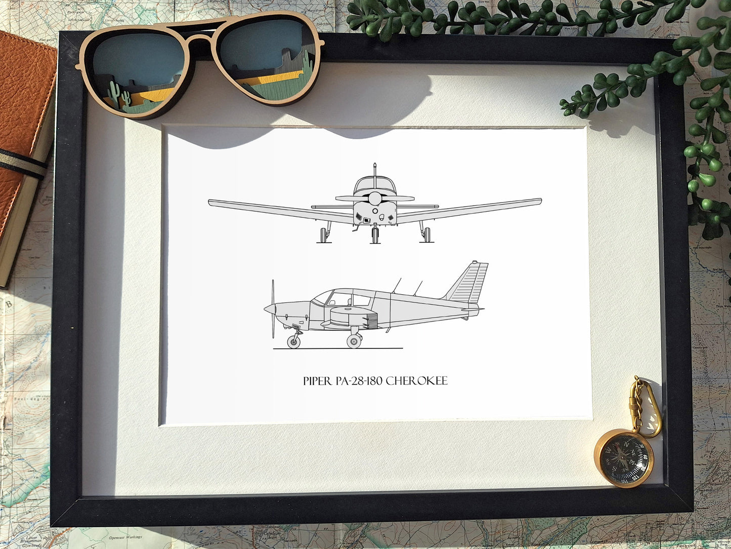 Piper PA-28-180 Cherokee blueprint art