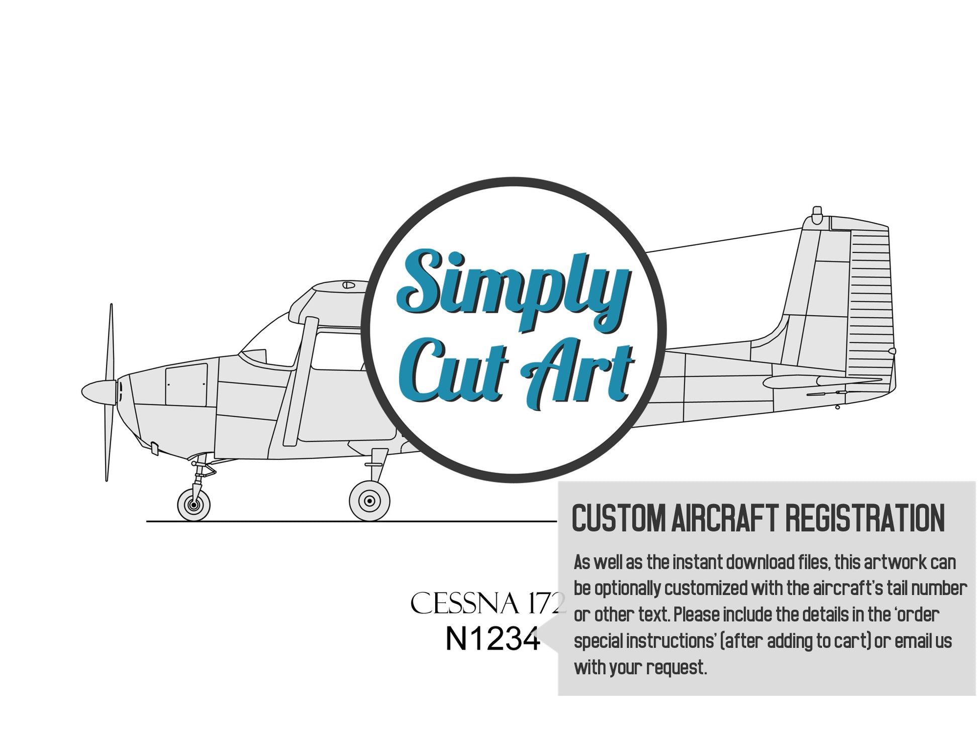 Cessna 172 straight tail aviation art