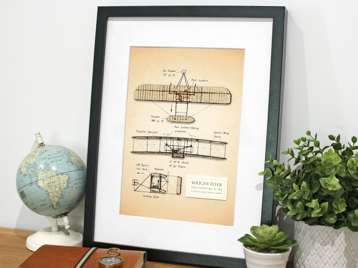 Wright Flyer aviation blueprint art