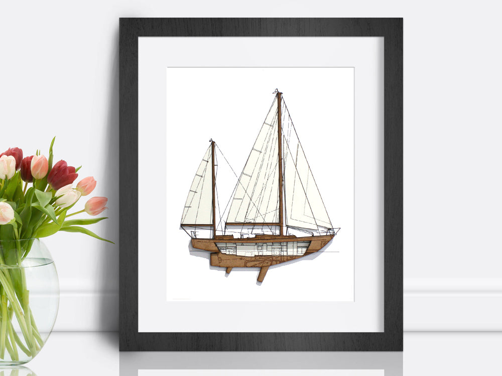 sailboat art, nautical decor