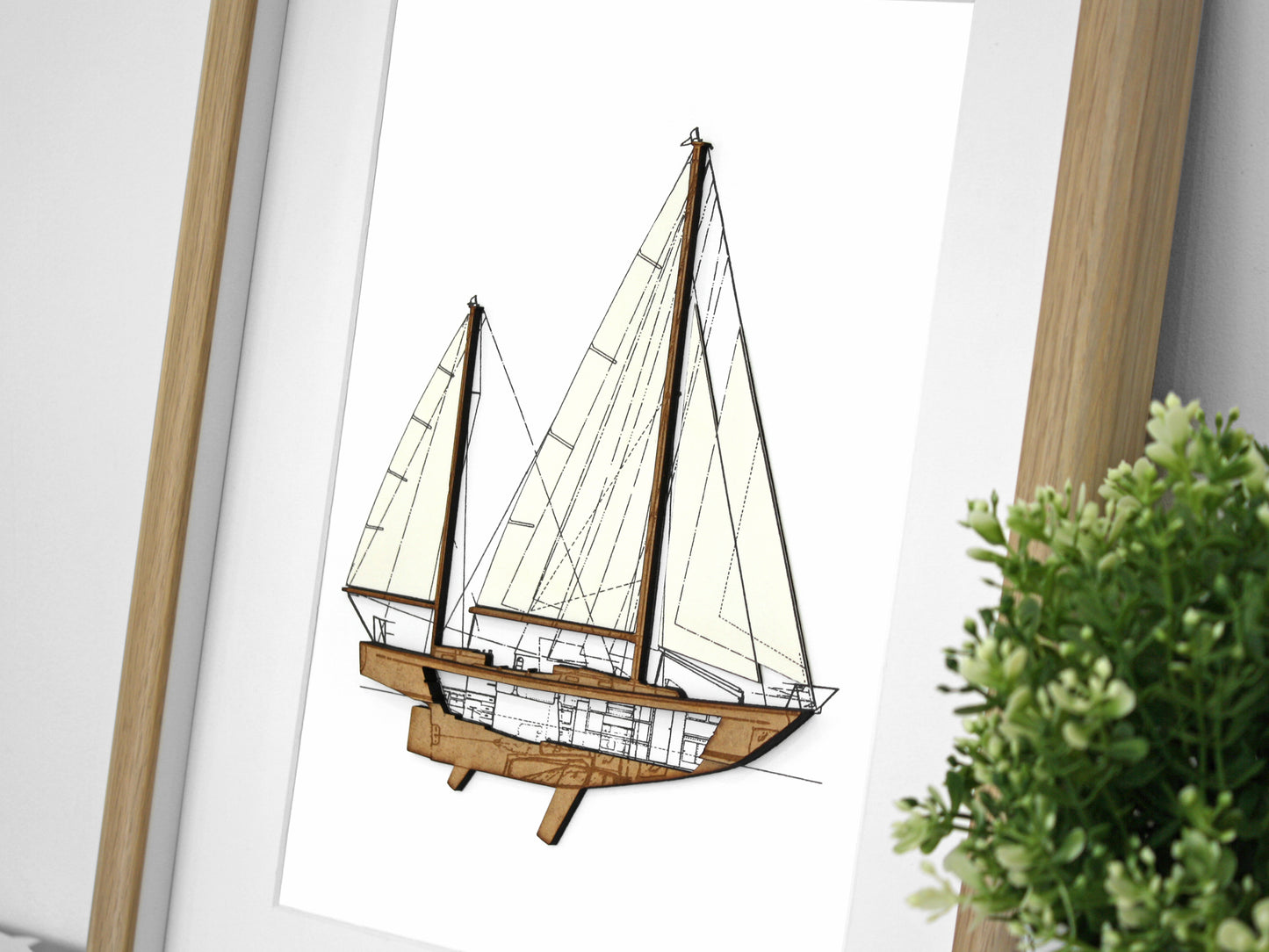 sailboat blueprint art, nautical decor
