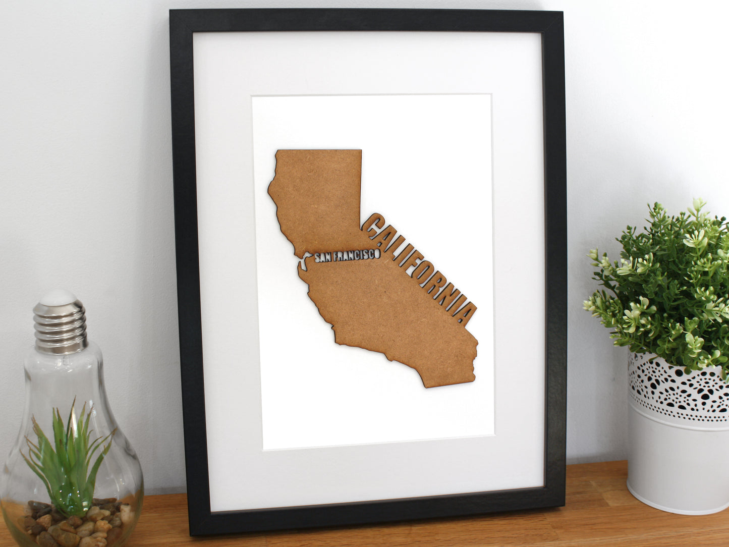 custom California map, wood maps