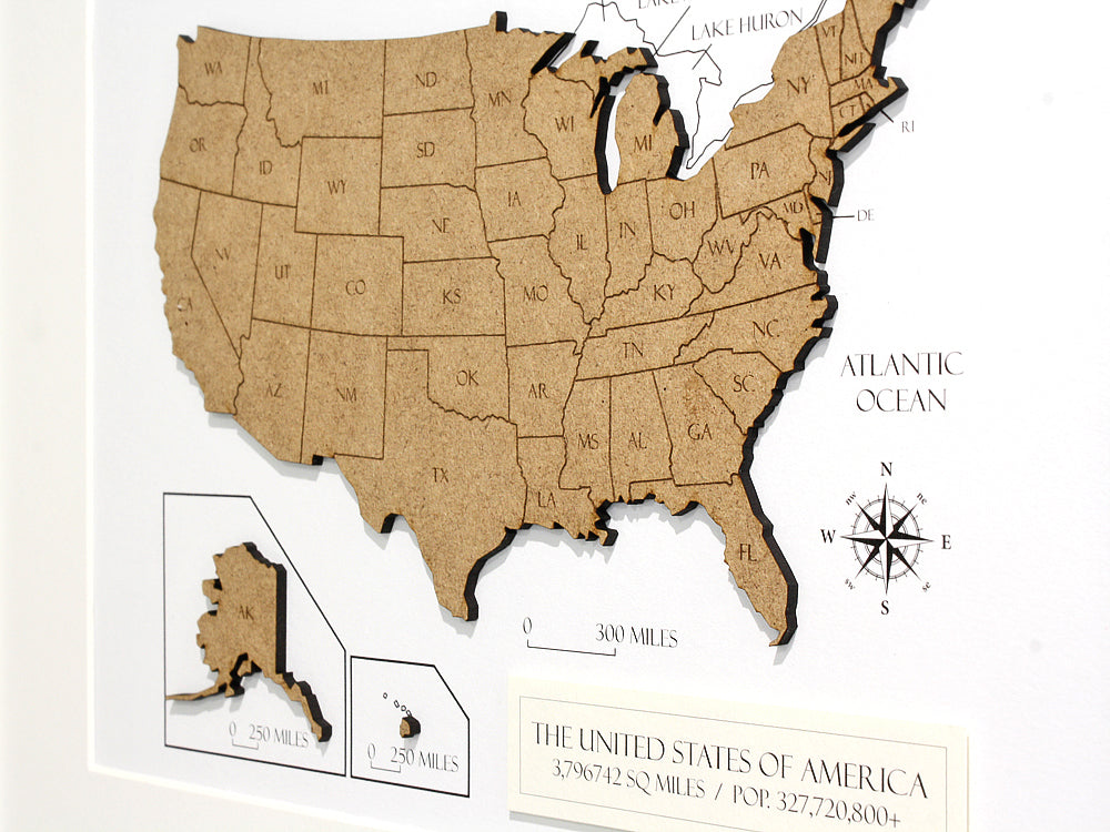 Map of America, Custom USA Map, Wood Map