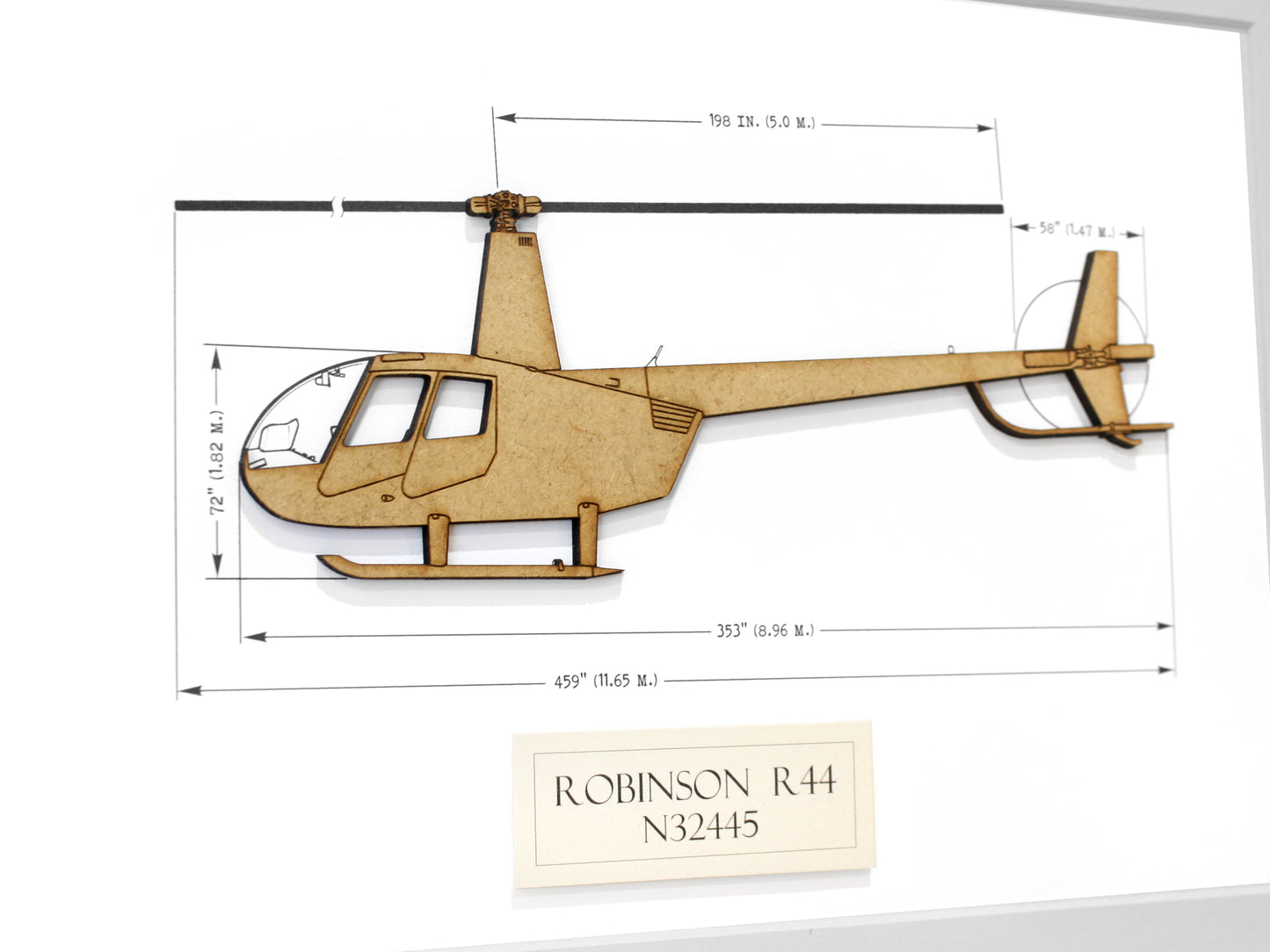 Robinson R44 helicopter blueprint art