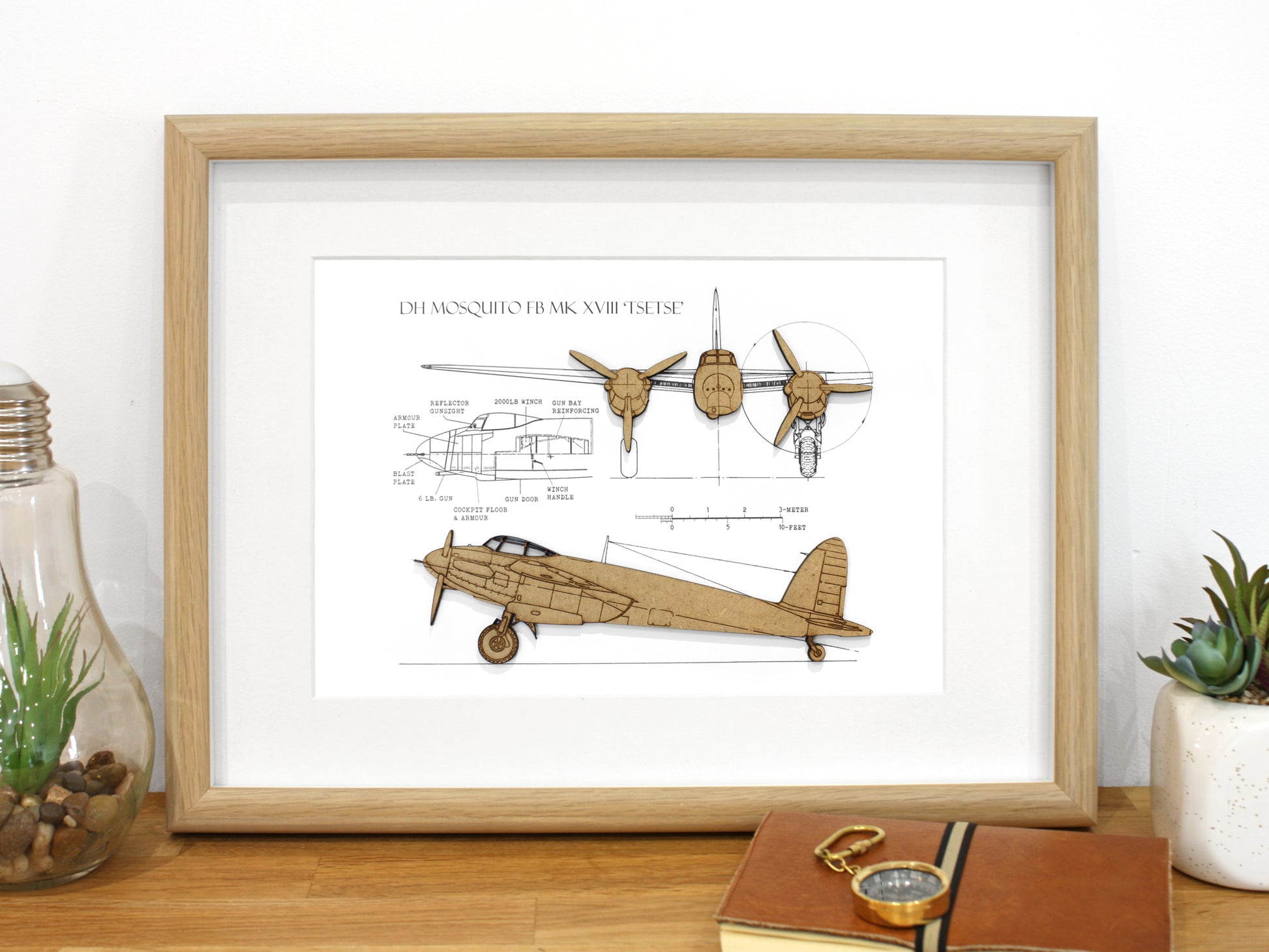 DH Mosquito RAF aircraft blueprint art