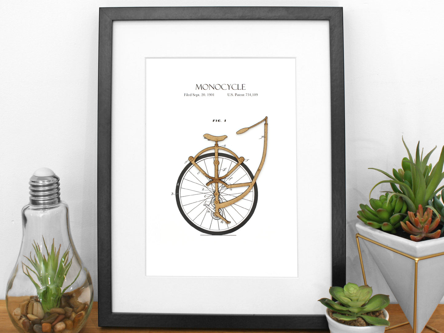 unicycle patent art cycling gift