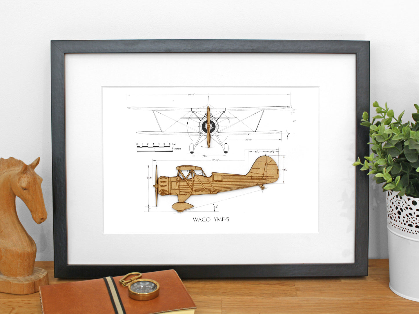 Waco YMF Biplane blueprint art