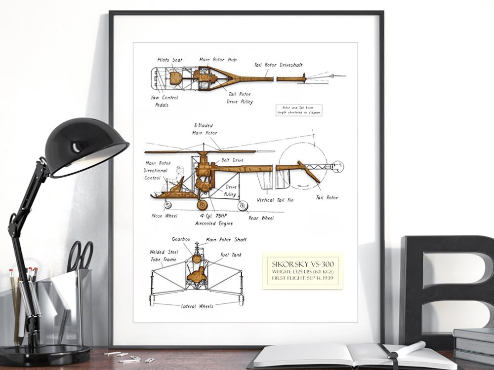 Helicopter art gift