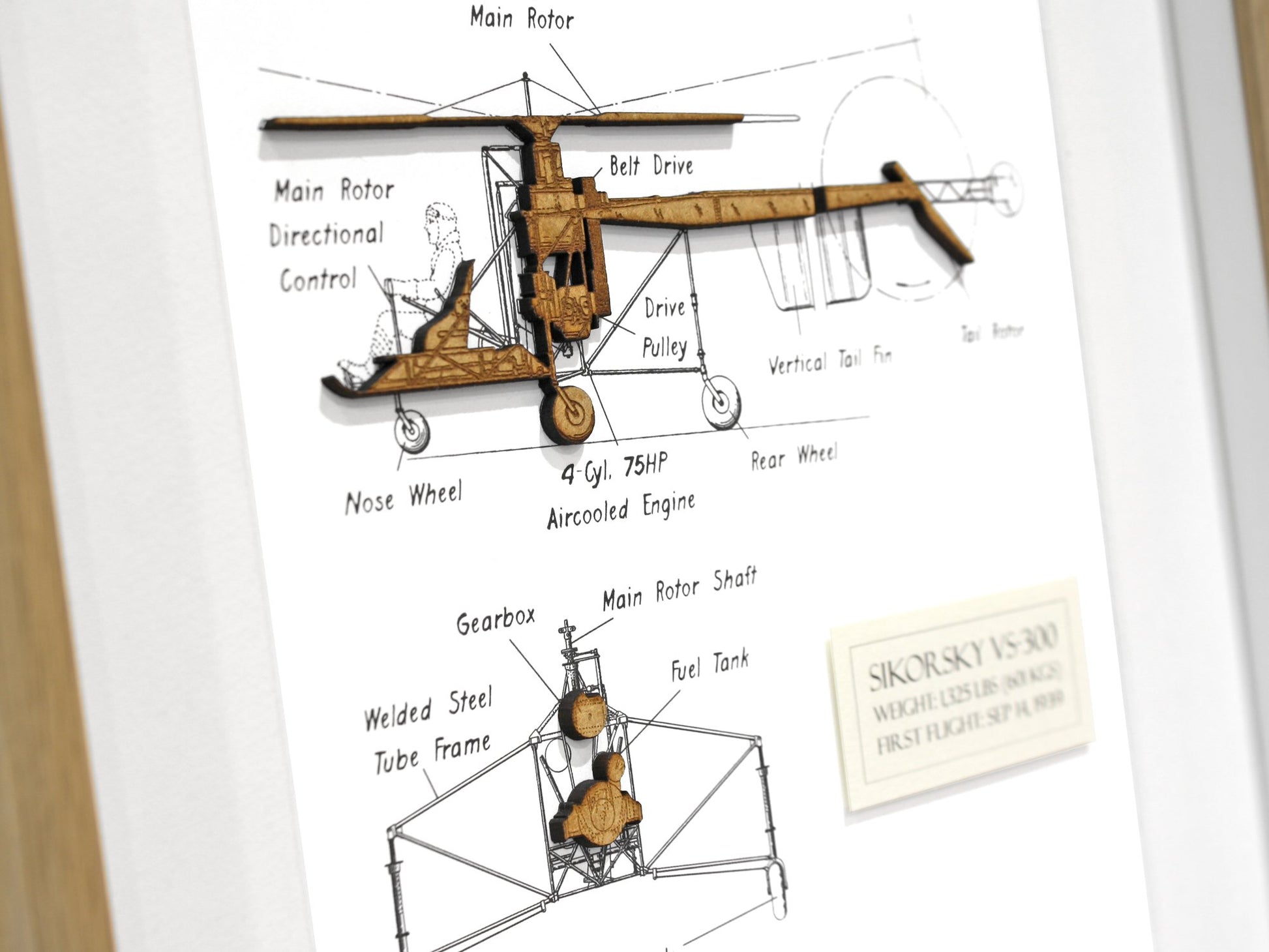 Helicopter blueprint art gift