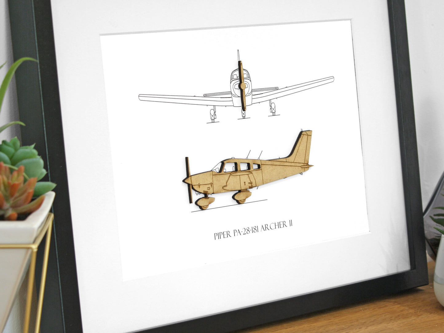 Piper Archer II blueprint aviation art