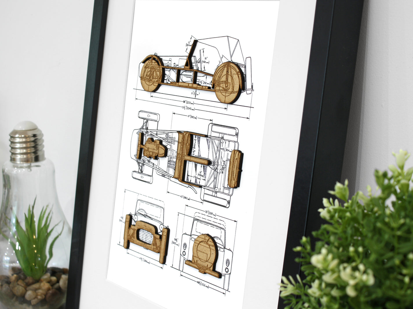 Lotus / Caterham Seven Blueprint 7 Sports Car Art Laser Cut Wood