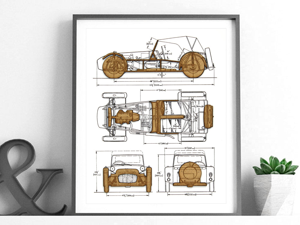 Lotus / Caterham Seven Blueprint, Automotive Art