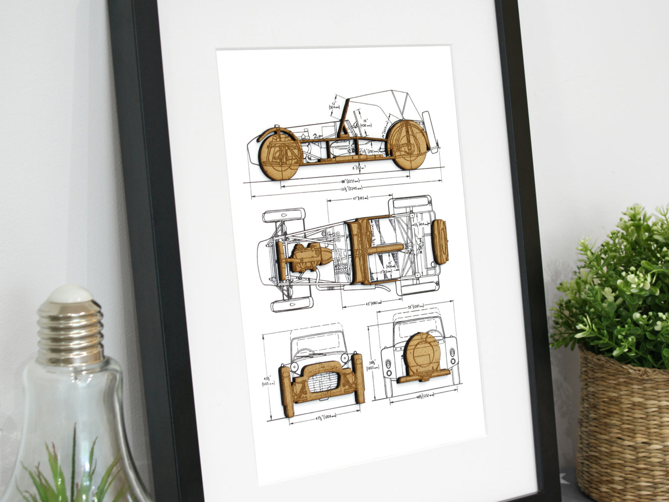 Lotus / Caterham Seven Blueprint 7 Sports Car Art Laser Cut Wood