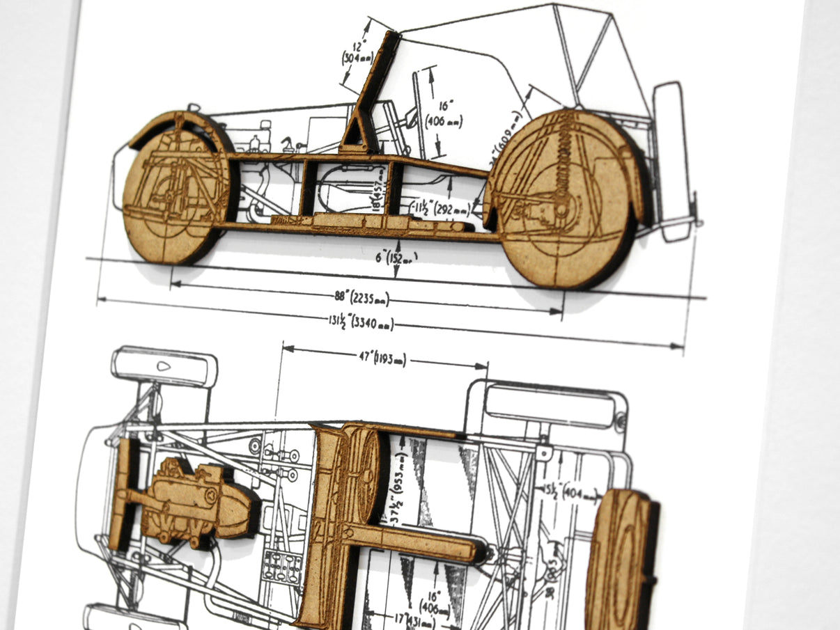 Lotus / Caterham Seven Blueprint 7 Sports Car Art Laser Cut Wood