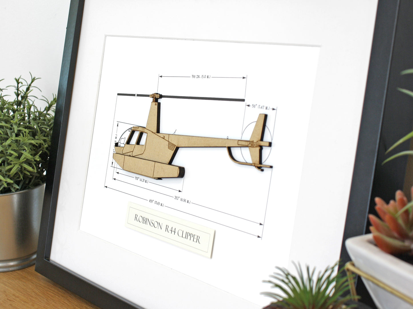 Robinson R44 Clipper helicopter blueprint art