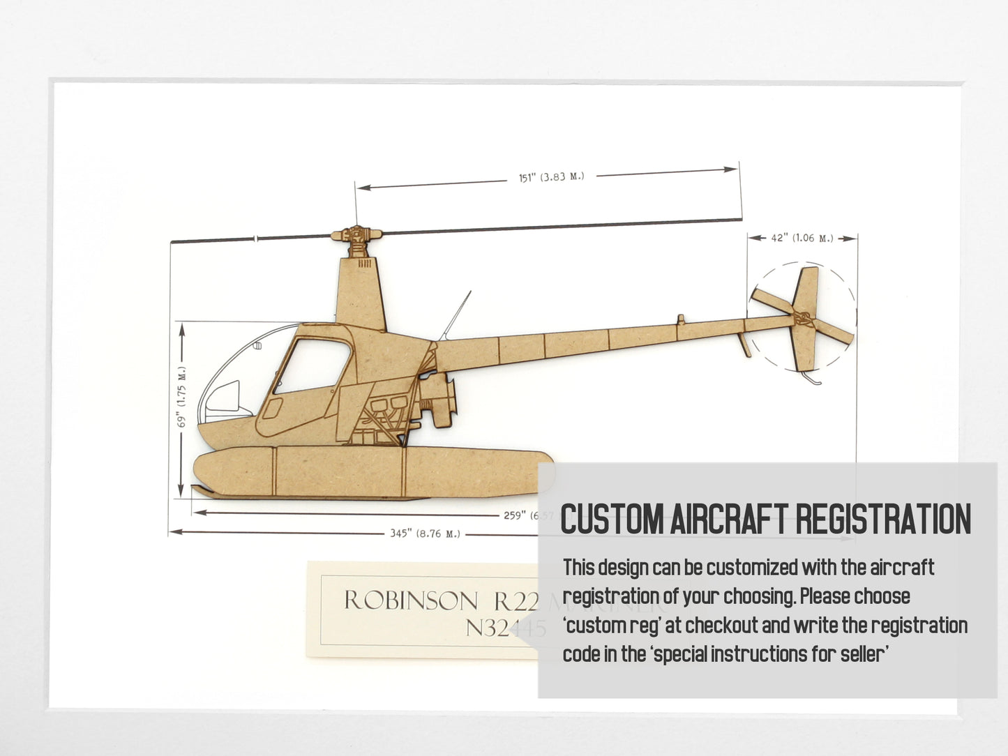 Robinson R22 Mariner helicopter art