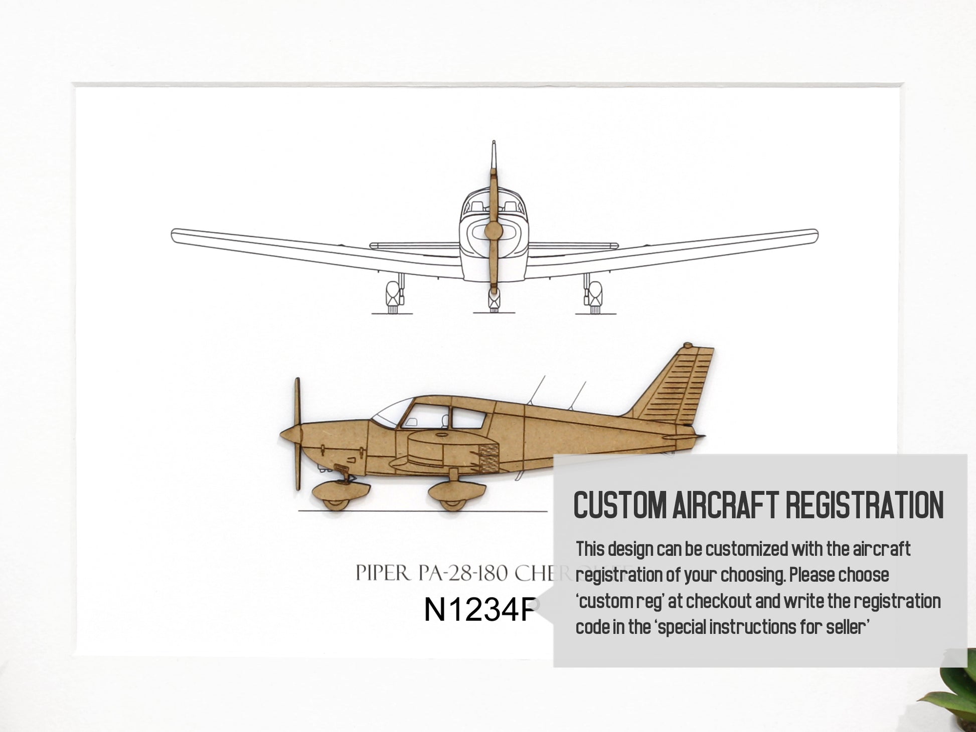 Piper PA28180 Cherokee Art Aviation Gifts Laser Cut Wood Simply