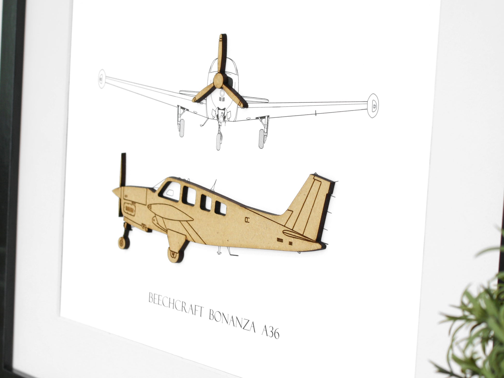 Beechcraft Bonanza A36 blueprint art