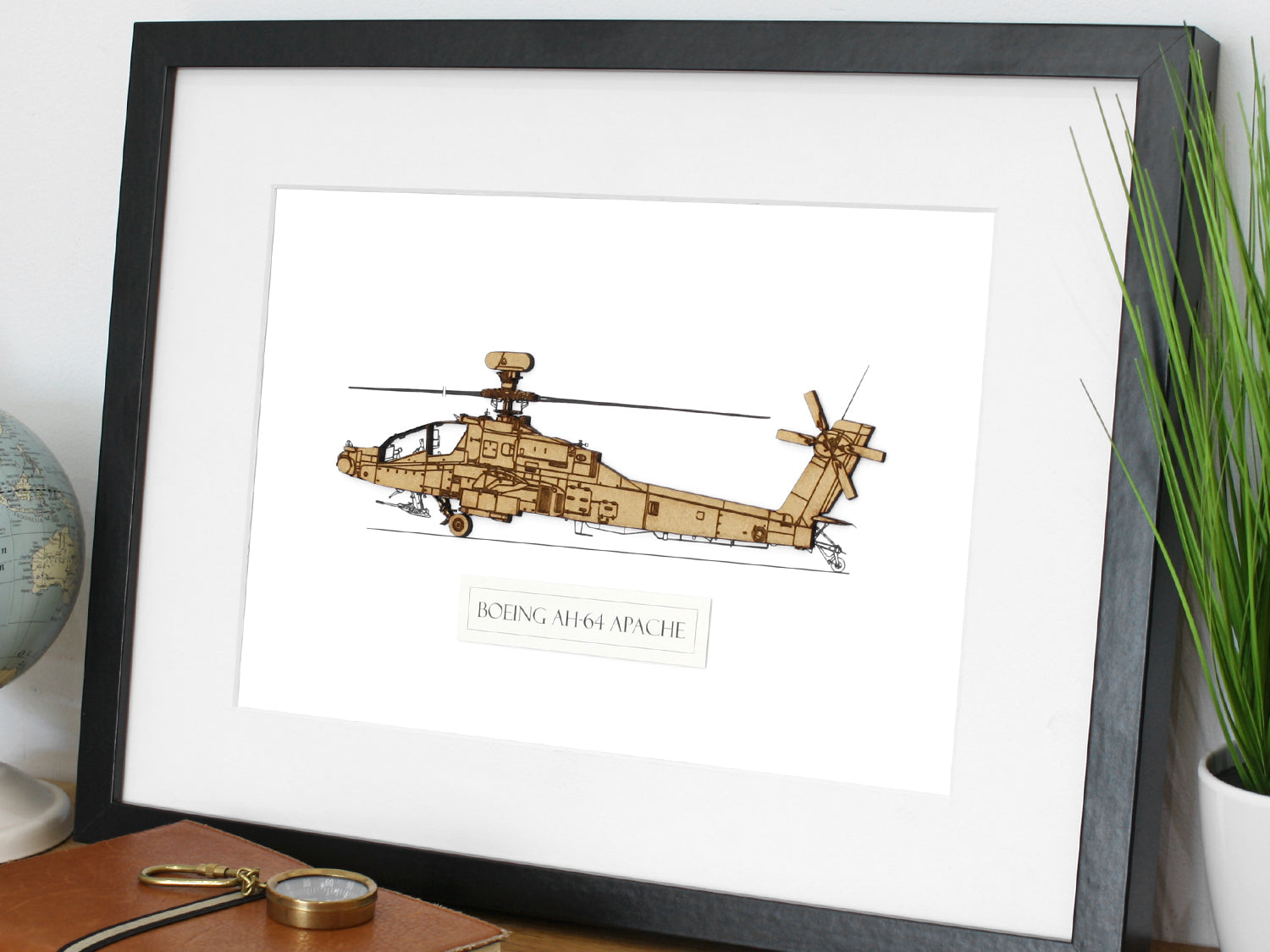 Boeing AH-64 Apache helicopter blueprint art