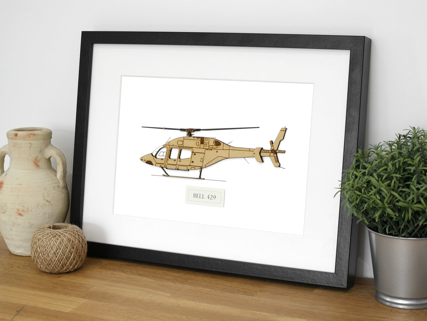 Bell 429 helicopter blueprint art gift