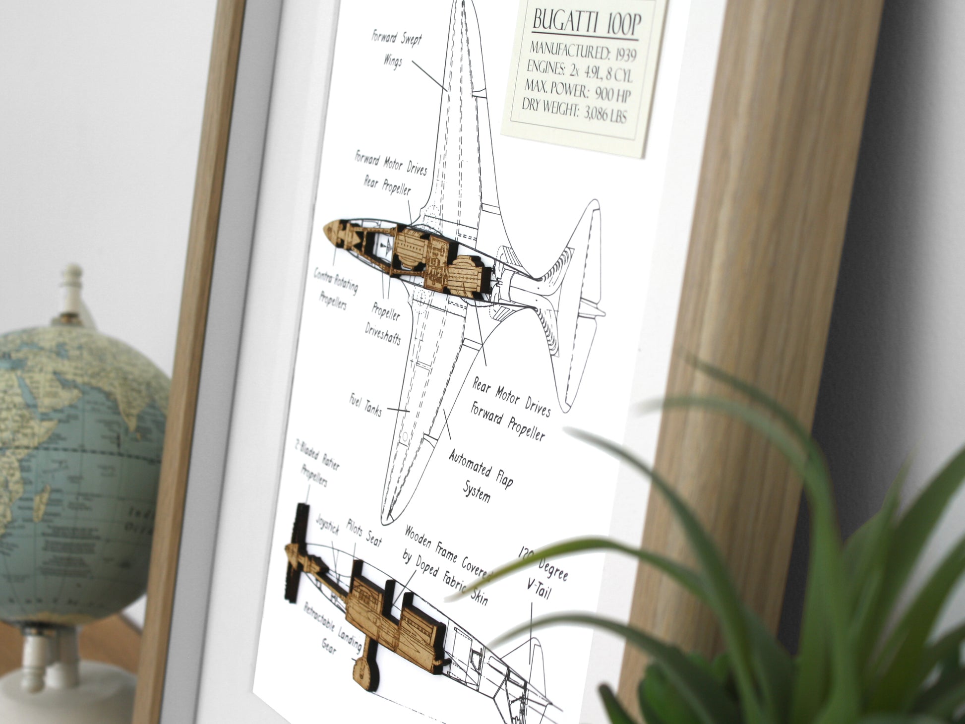 Bugatti 100P aviation blueprint art