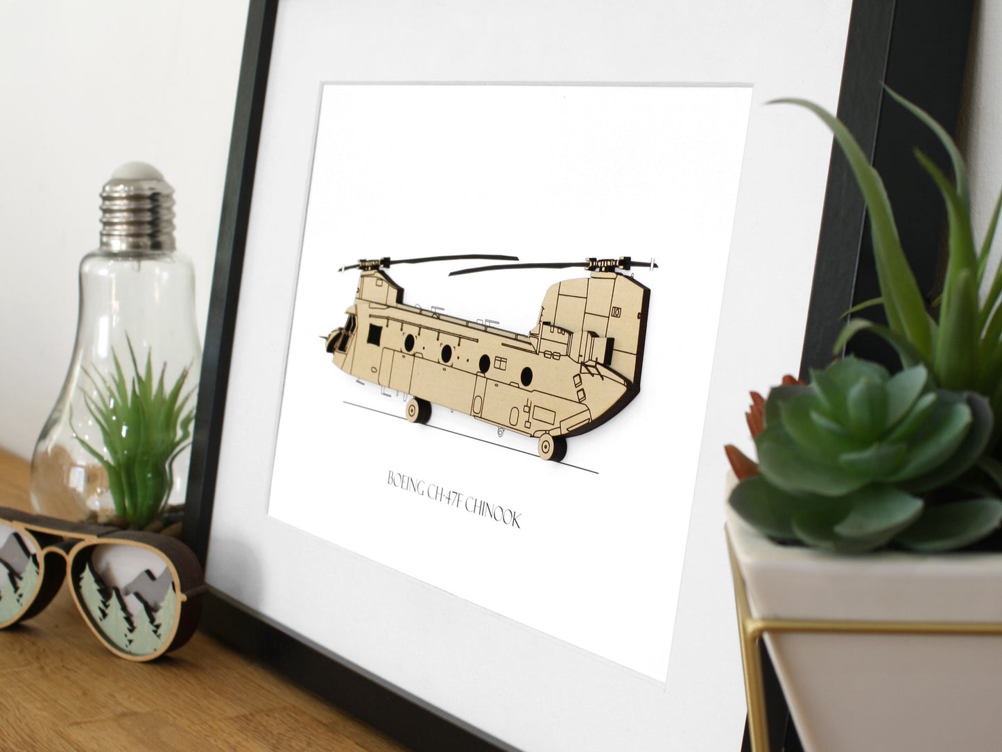 Boeing CH47 Chinook helicopter blueprint art