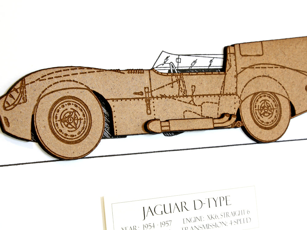 Jaguar D-Type art, Jaguar car gift