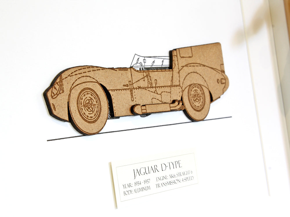 Jaguar D-Type art, Jaguar car gift
