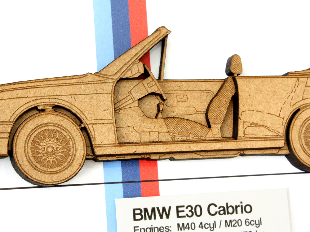 BMW E30 Cabriolet blueprint art
