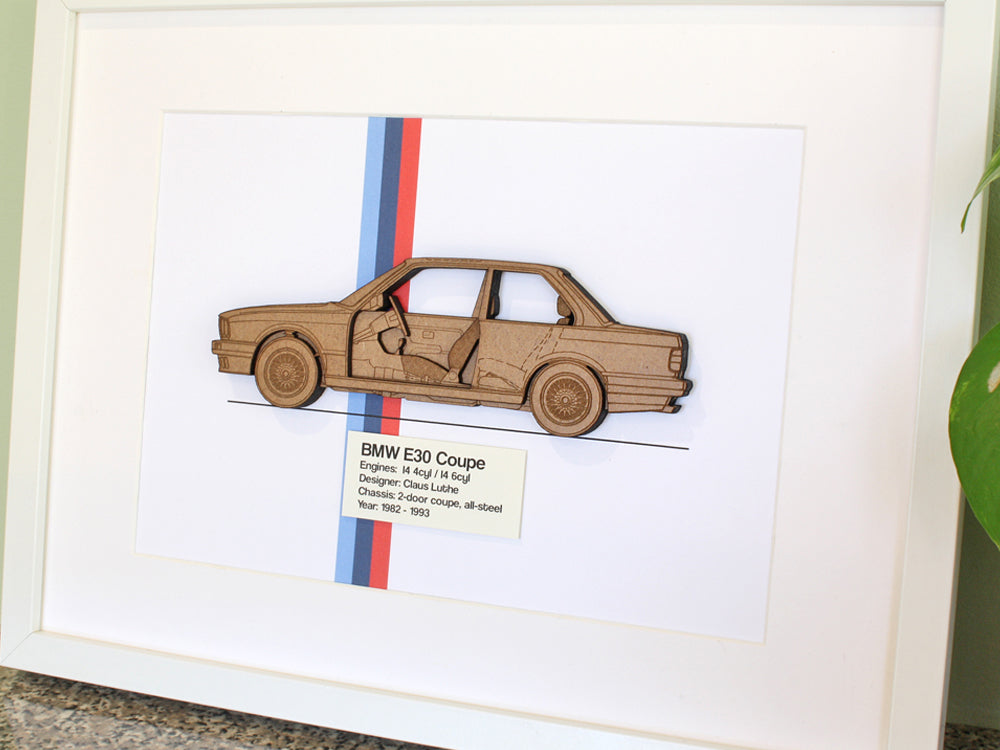 BMW E30 Coupe blueprint wall art, E30 Gifts