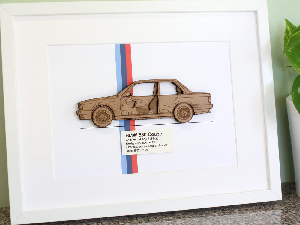 BMW E30 Coupe blueprint wall art, E30 Gifts