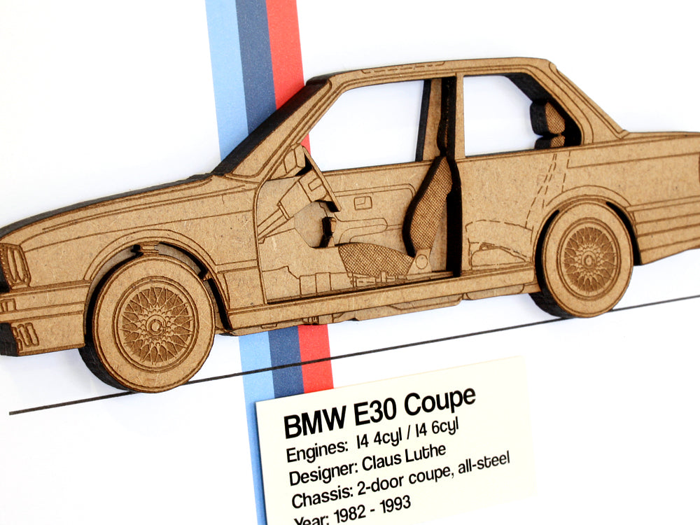 BMW E30 Coupe blueprint wall art, E30 Gifts