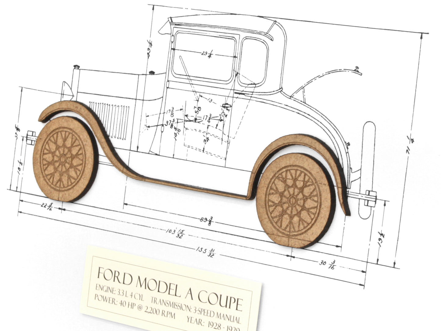 Ford Model A Coupe Blueprint, Automotive Art