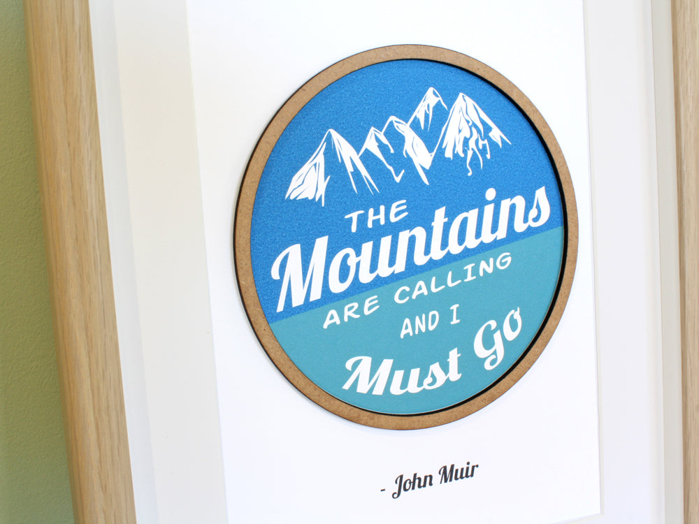 John Muir Mountains Quote wall art, cabin home decor