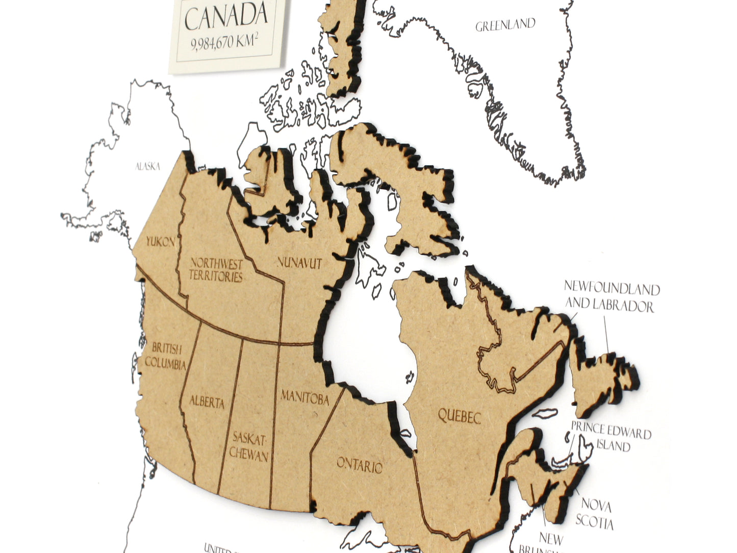 Canada gifts, wood cut map