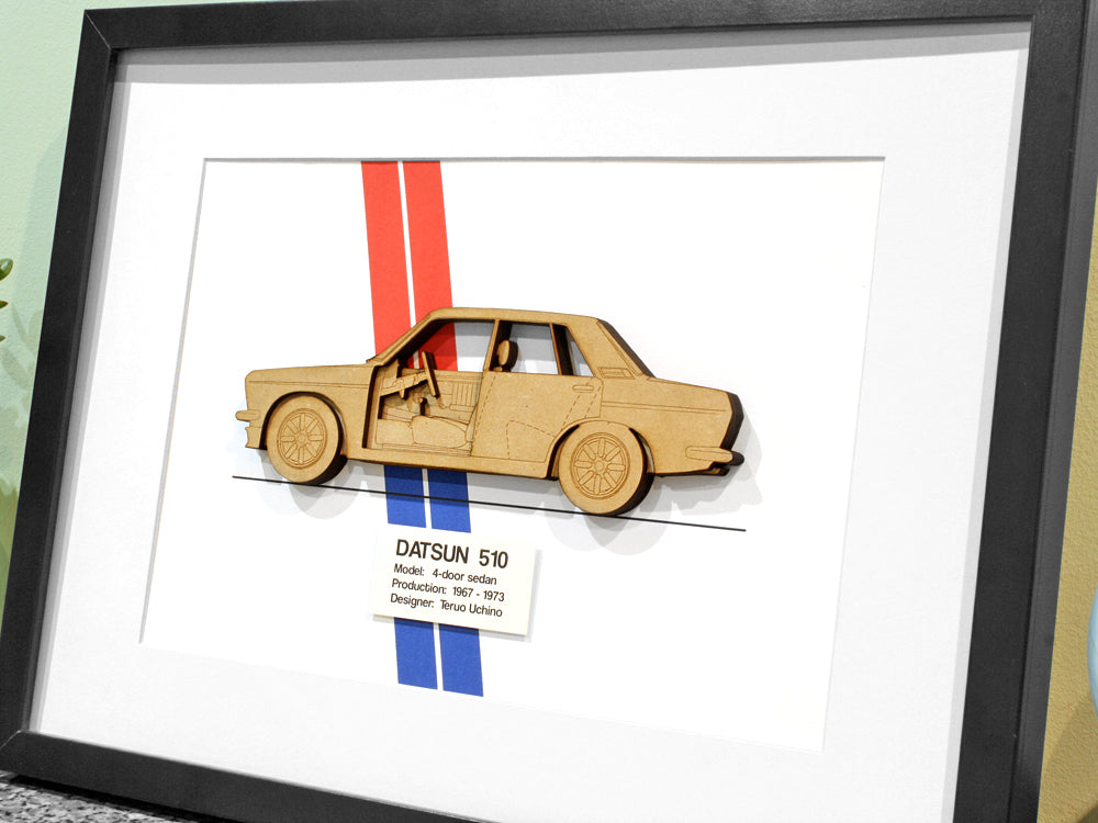 Datsun 510 4-Door Sedan Blueprint Art