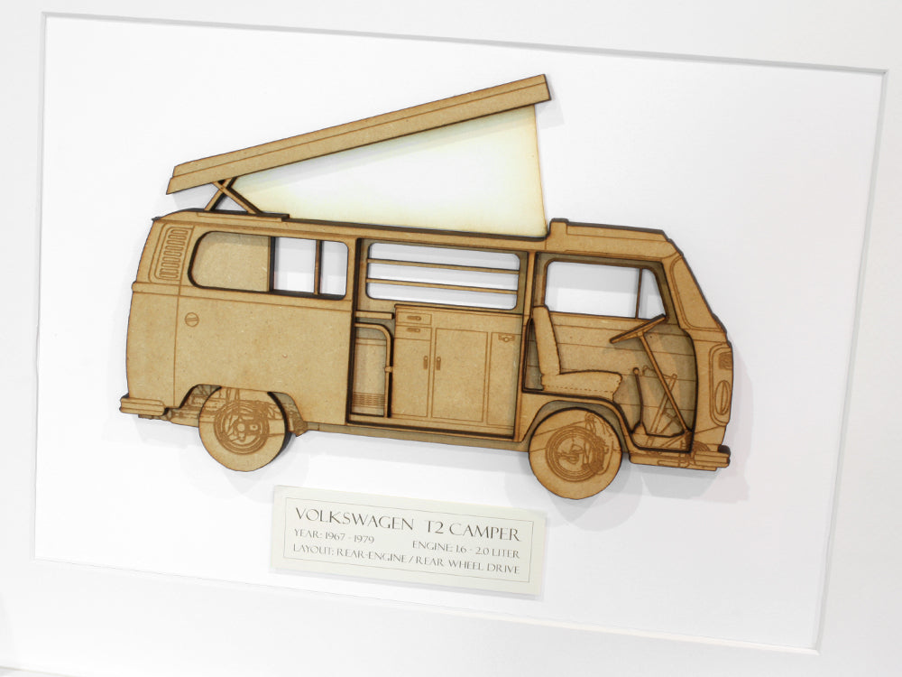 VW T2 Camper van blueprint art