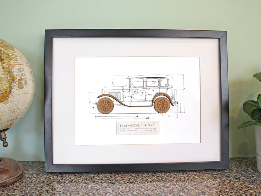 Ford Border Design Ford Model A 4 Door Art | Model A Gifts | Laser Cut Wood – Simply Cut Art