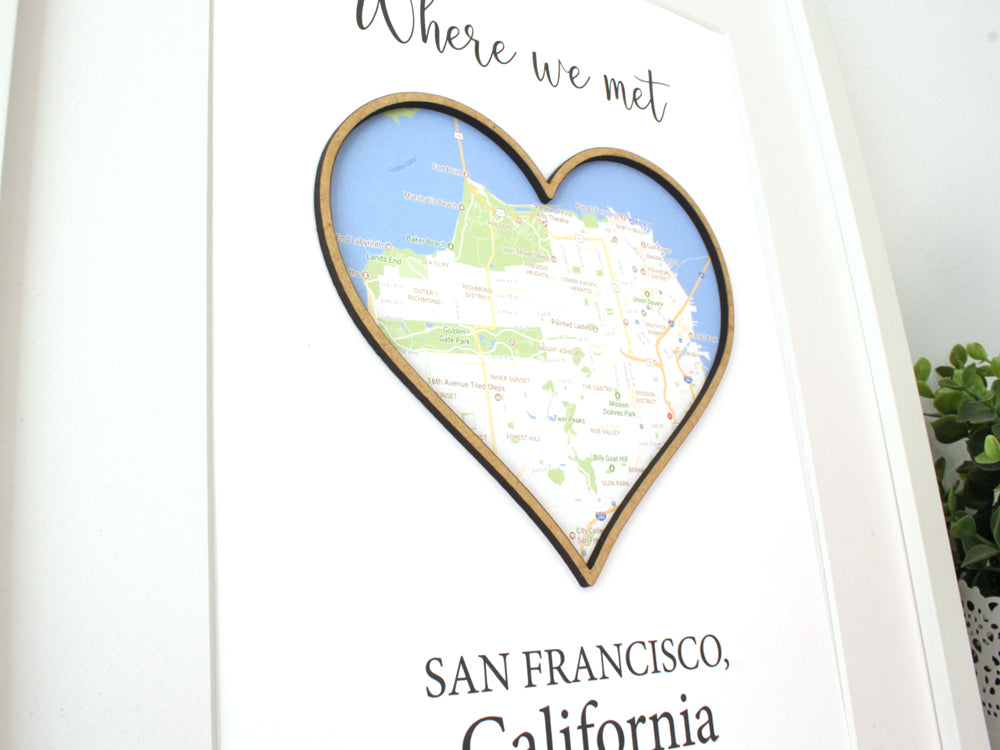Custom Map Art, Anniversary Gift, Valentines Gift