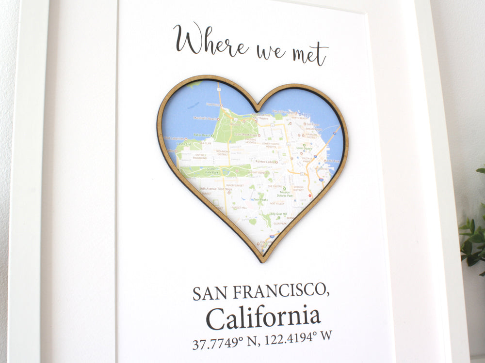 Custom Map Art, Anniversary Gift, Valentines Gift