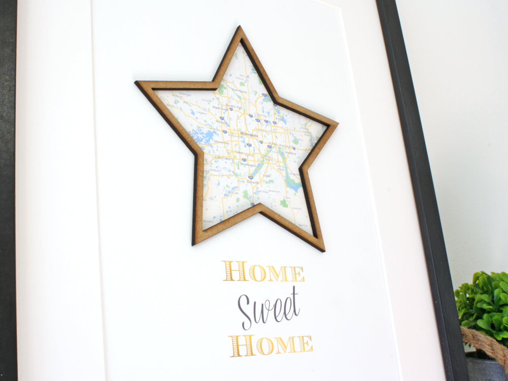 Custom Home Sweet Home Sign, Personlized Map, Custom Map Art