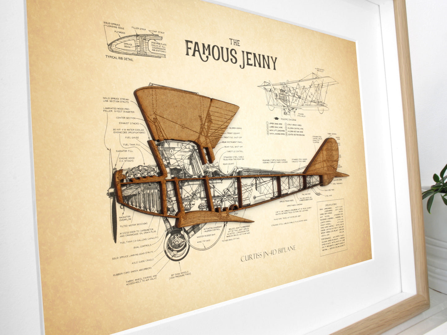 Biplane Blueprint Art, Curtiss JN-4D