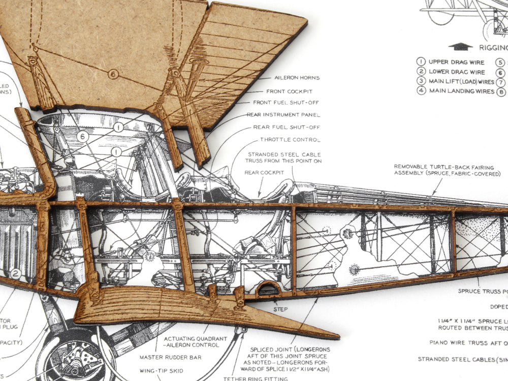 Biplane blueprint wall art, aviation decor