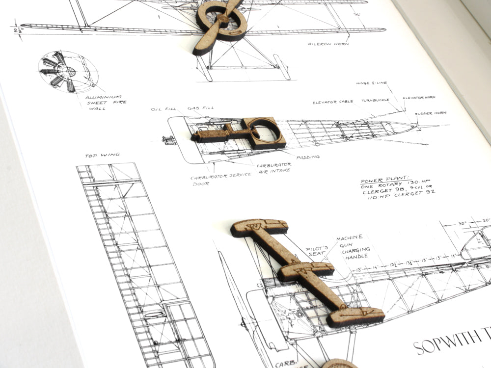 Sopwith Triplane blueprint, aviation art