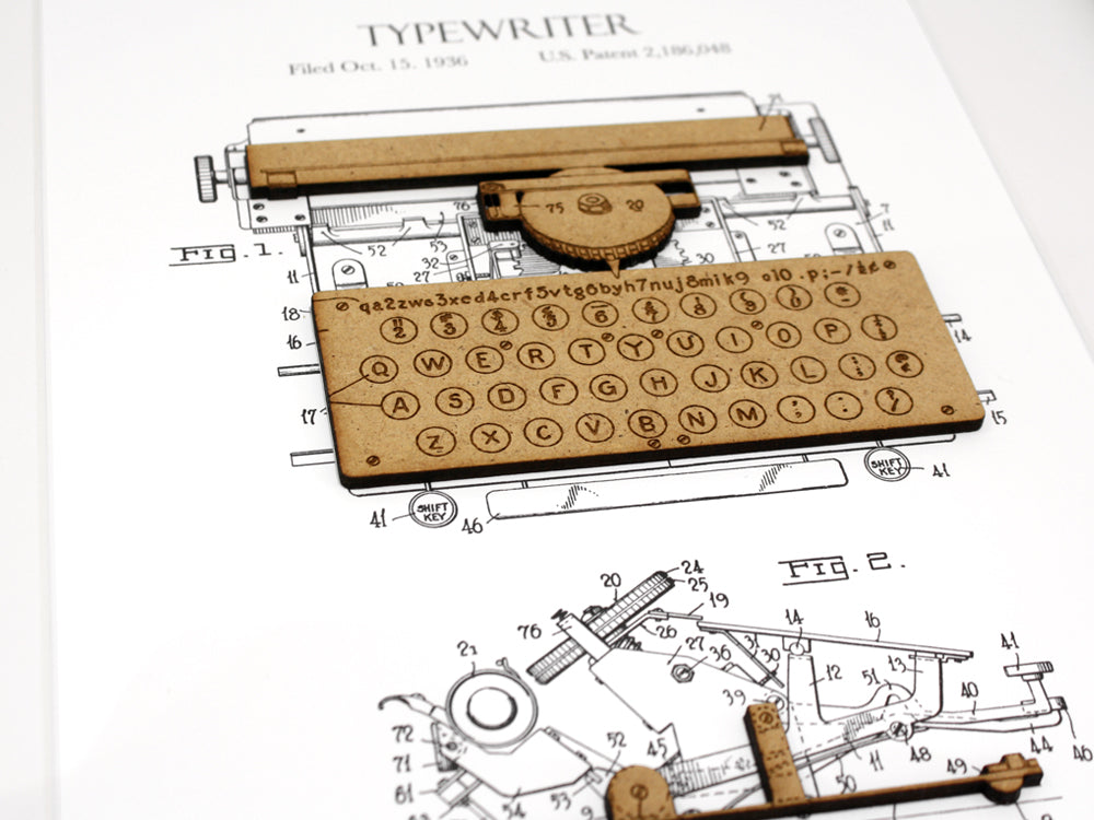 typewriter patent art, office decor