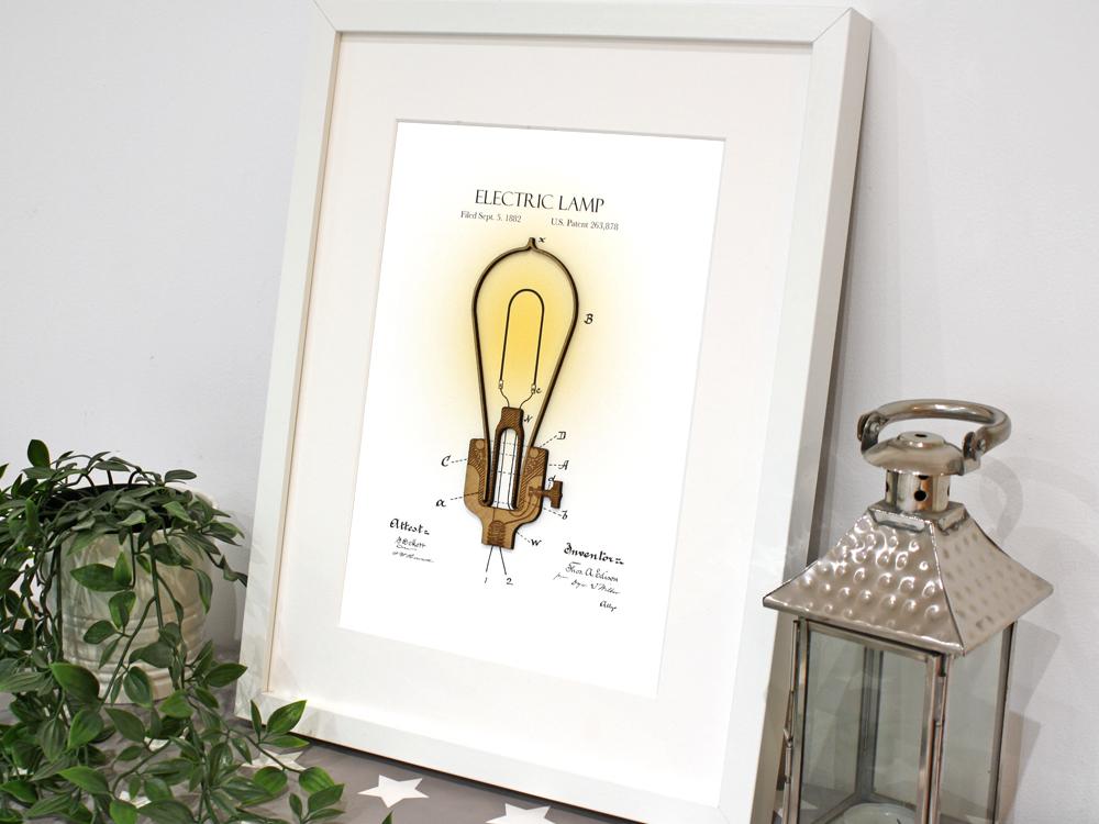 Edison lightbulb patent print