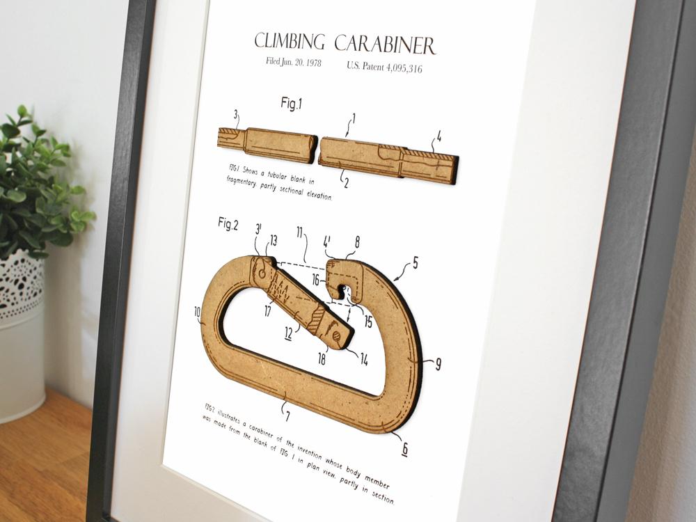 climbing gifts, carabiner patent art