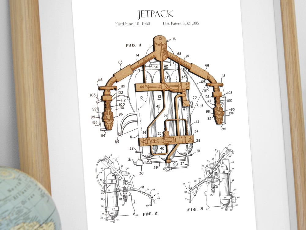 Jetpack Patent Art | Science Gift | Laser Cut Wood Gifts & Decor ...