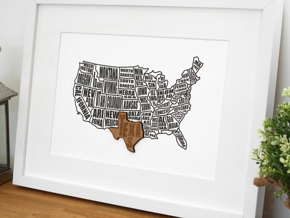custom wood america map