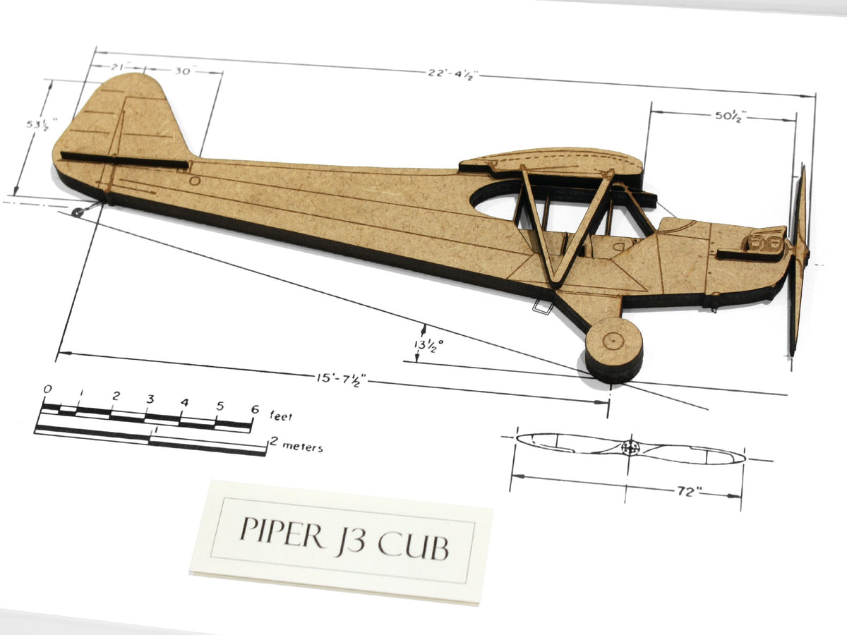 Piper J-3 Cub Blueprint Art | Aviation Decor | Laser Cut Gifts & Art ...